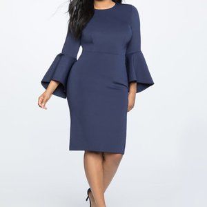 Eloquii Flare Sleeve Scuba Dress